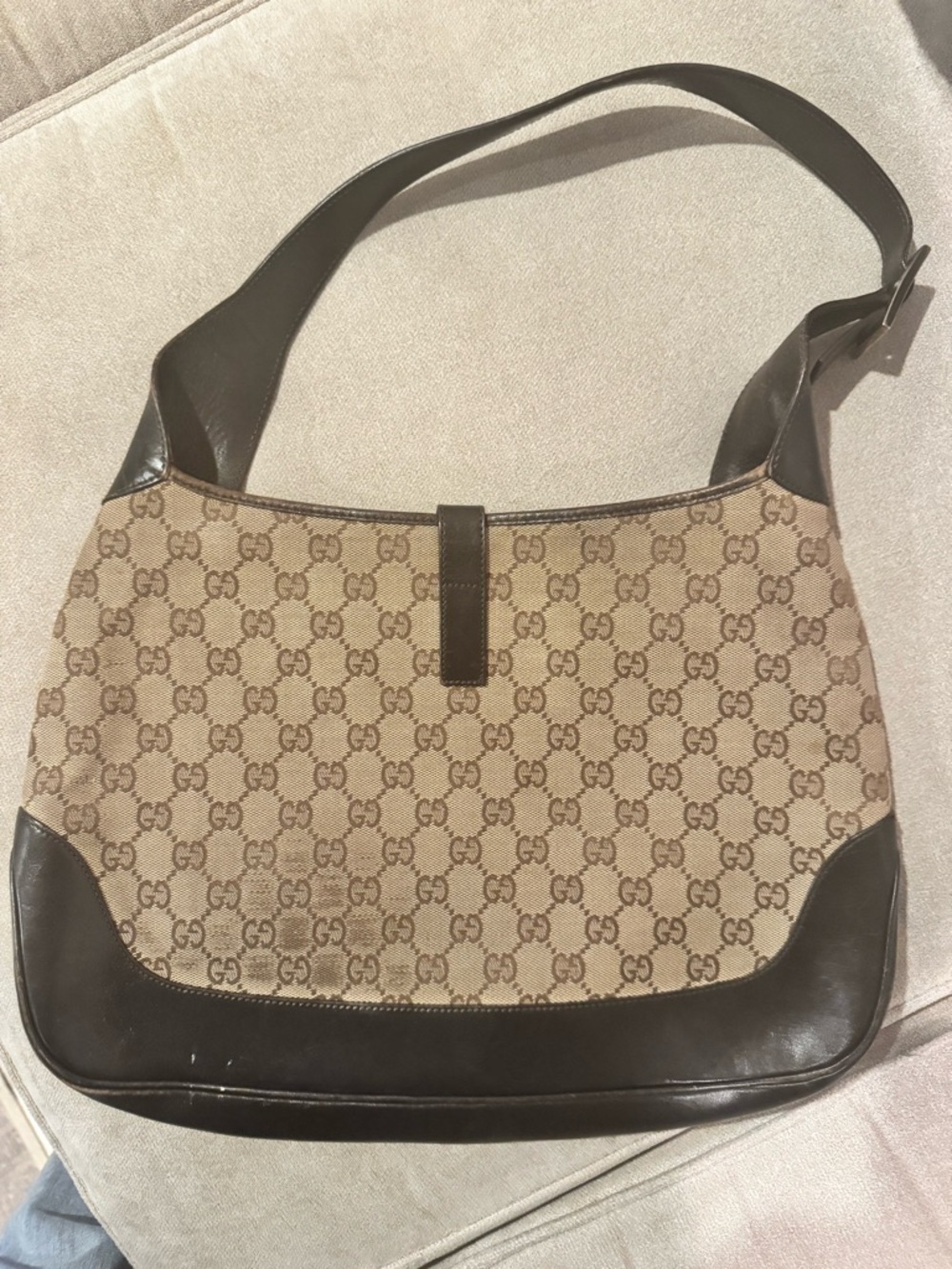 Gucci Jackie Original Web Shoulder Bag Leather and GG Canvas Medium - Picture 2 of 13
